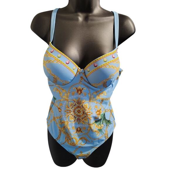 VCay Chain Swimsuit Lt. Blue Womens Size XL - Picture 2 of 5